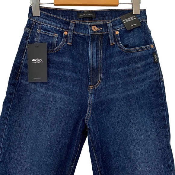 Silver Jeans Womens 25 Blue Highly Desirable High Rise Slim Straight Leg Dark - Picture 3 of 7